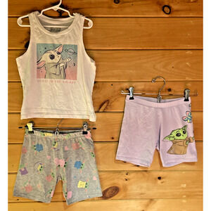 Stars Wars Baby Yoda Themed Shorts and Tank Top Set Girls Size 7/8